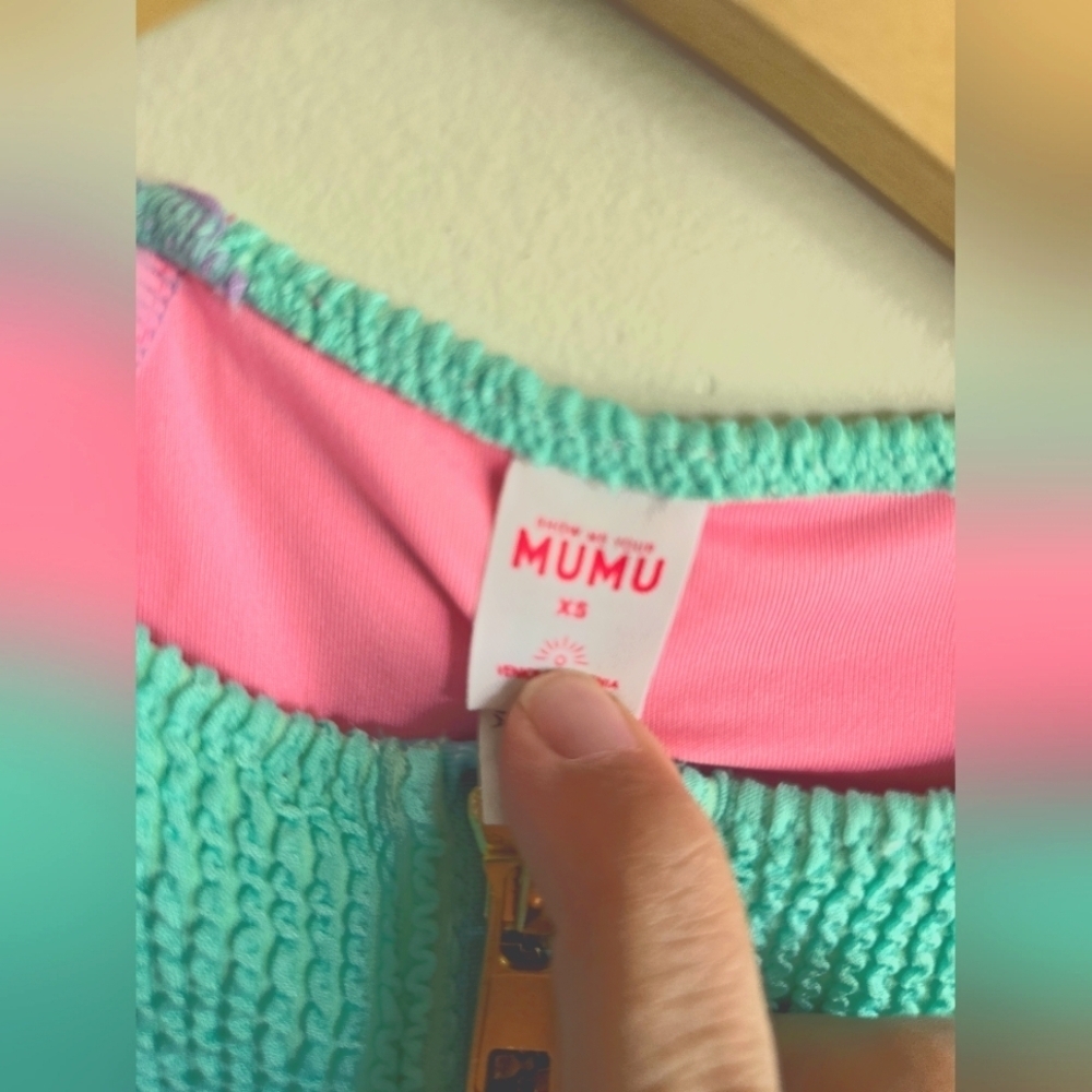 Show Me Your Mumu, Surfside One Piece, New Wave Colorblock Scrunch, Size XS -NWT - Picture 11 of 11